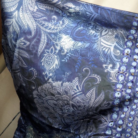 Avenue Blue Floral Beaded Tie Dye/Ombre Kaftan Style Dress, Plus Size 22-24 - Picture 8 of 8